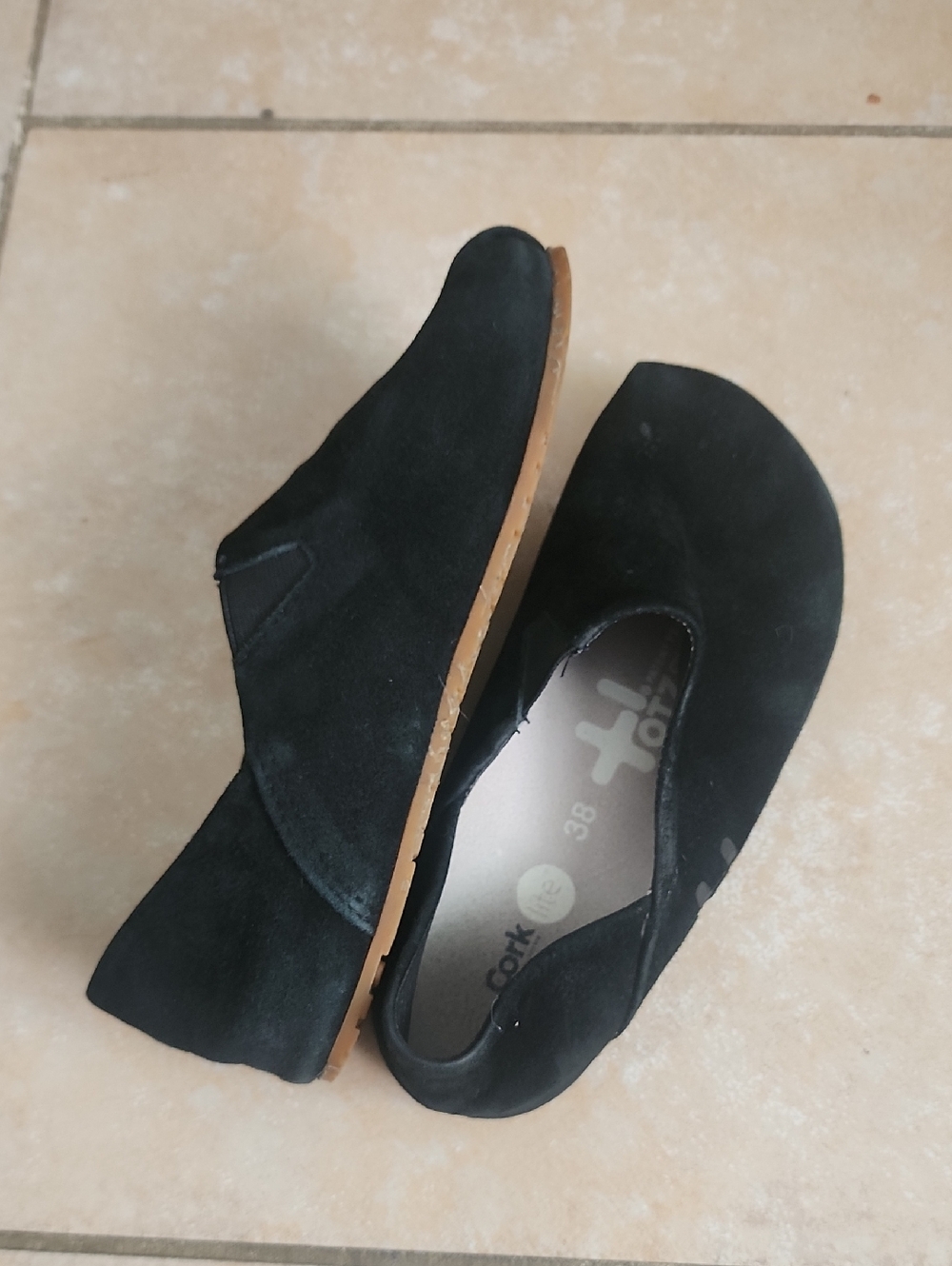 OTZ Black Suede Slip-On Cork Lite Women’s Shoes Size 38